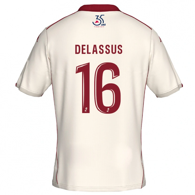 Danxen Hombre Camiseta Gabin Delassus #16 Blanco Borgoña 2ª Equipación 2025/26 La Camisa