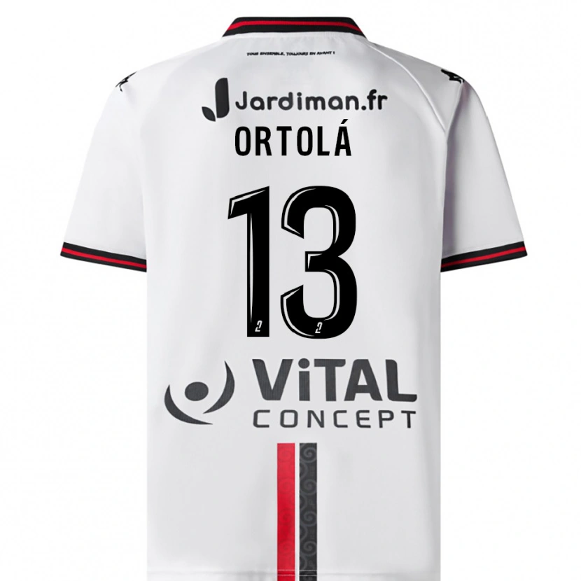 Danxen Hombre Camiseta Adrián Ortolá #13 Blanco Rojo 2ª Equipación 2025/26 La Camisa