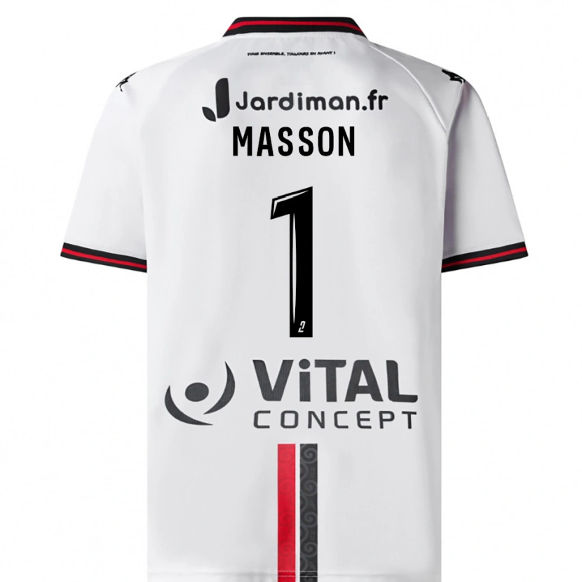 Danxen Hombre Camiseta Albert Masson #1 Blanco Rojo 2ª Equipación 2025/26 La Camisa