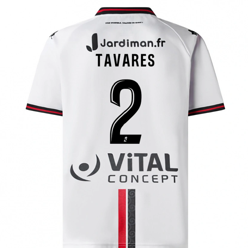 Danxen Hombre Camiseta Héliohdino Tavares #2 Blanco Rojo 2ª Equipación 2025/26 La Camisa
