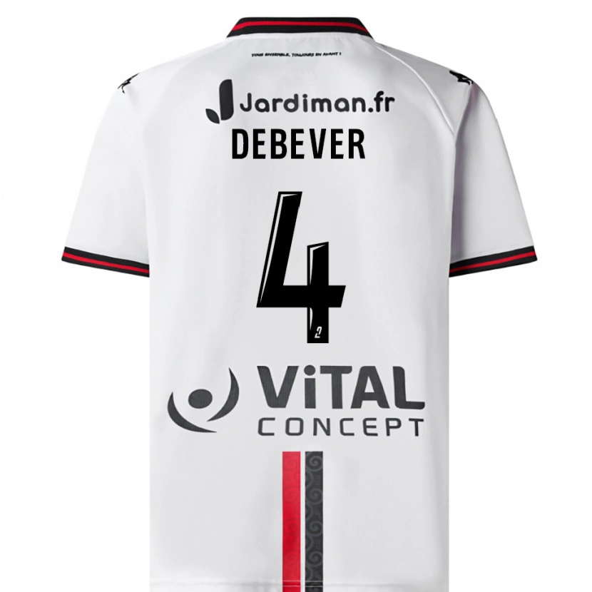 Danxen Hombre Camiseta Julie Debever #4 Blanco Rojo 2ª Equipación 2025/26 La Camisa