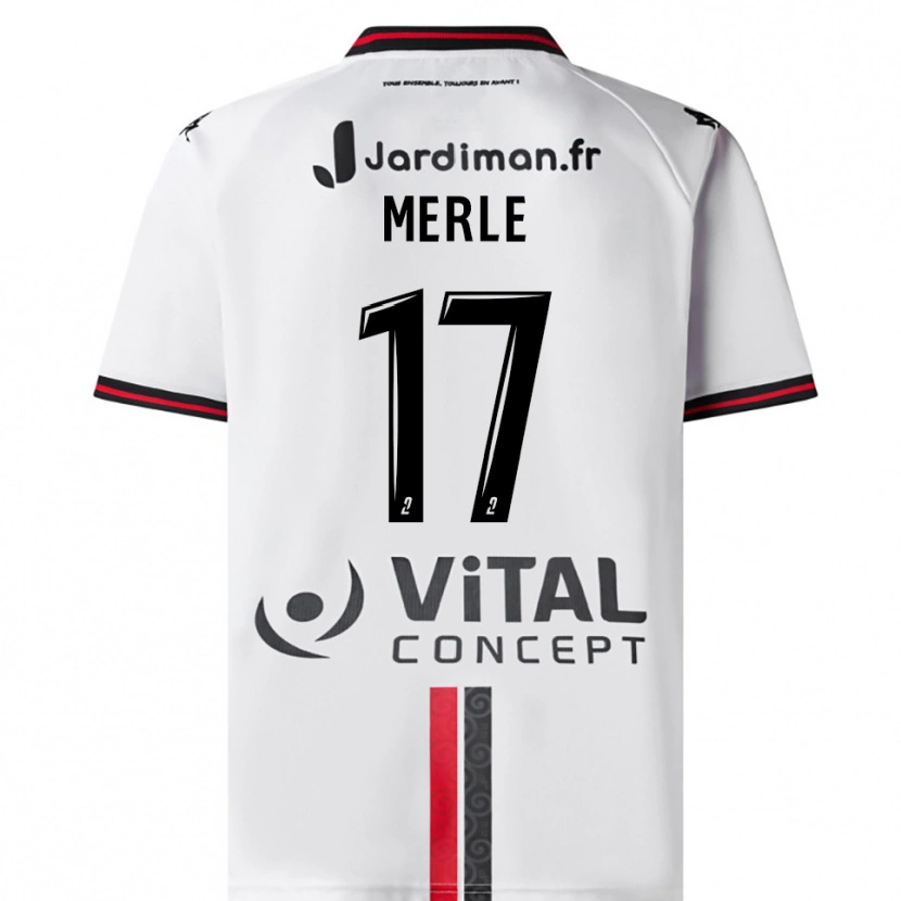 Danxen Hombre Camiseta Juliette Merle #17 Blanco Rojo 2ª Equipación 2025/26 La Camisa