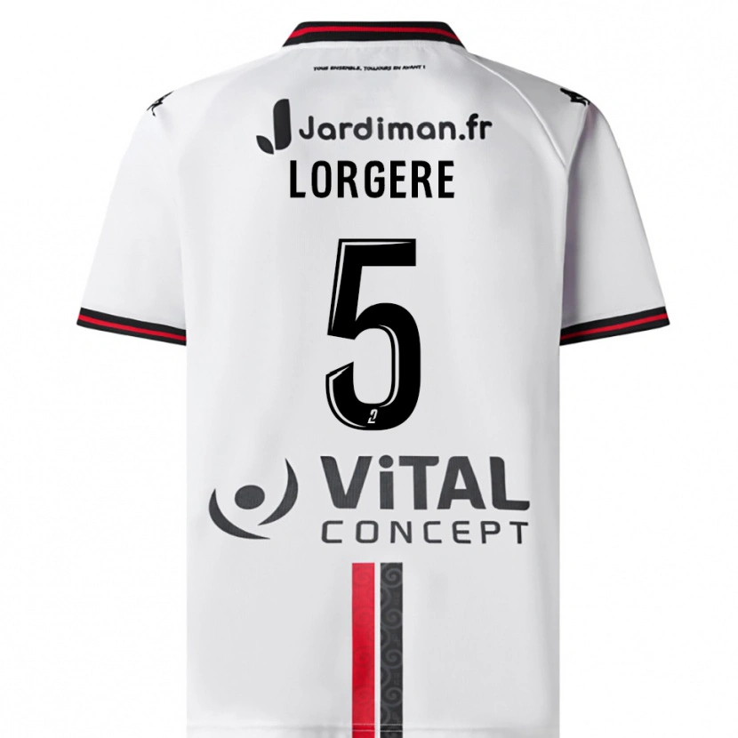 Danxen Hombre Camiseta Charlotte Lorgere #5 Blanco Rojo 2ª Equipación 2025/26 La Camisa
