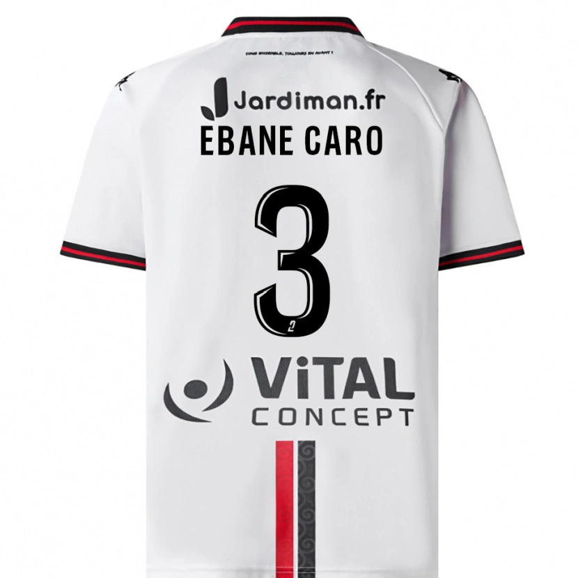 Danxen Hombre Camiseta Noa Ebane Caro #3 Blanco Rojo 2ª Equipación 2025/26 La Camisa