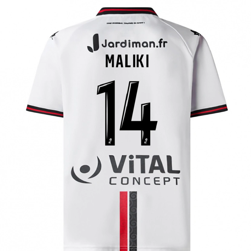 Danxen Hombre Camiseta Abdou Maliki #14 Blanco Rojo 2ª Equipación 2025/26 La Camisa