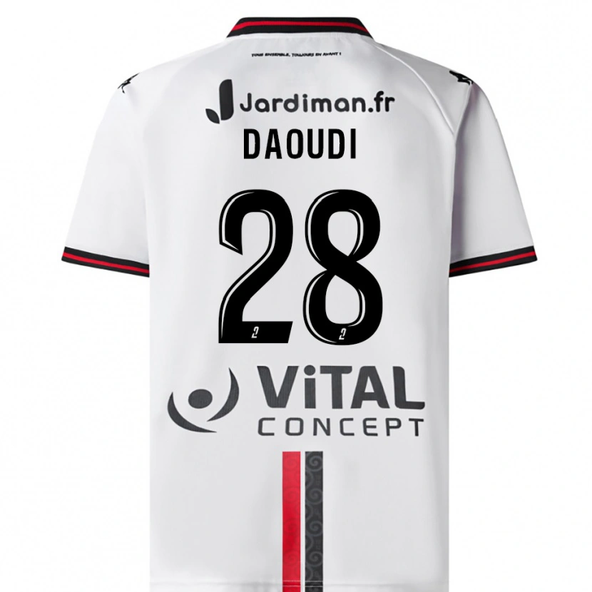 Danxen Hombre Camiseta Sana Daoudi #28 Blanco Rojo 2ª Equipación 2025/26 La Camisa