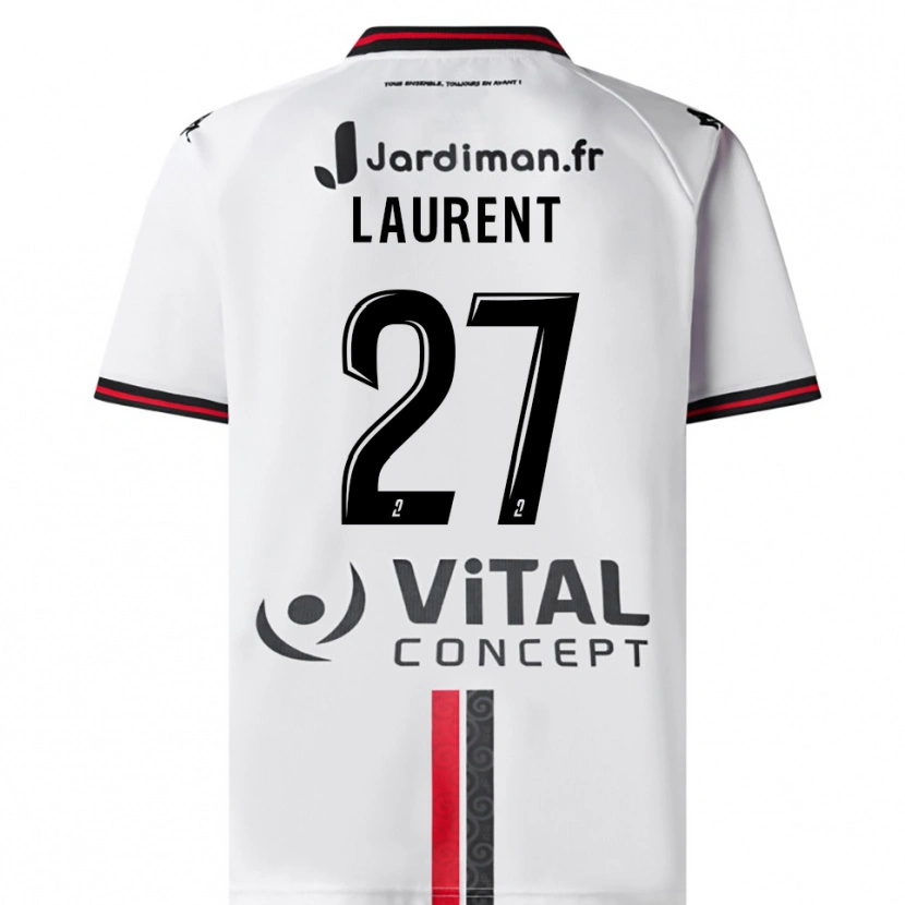 Danxen Hombre Camiseta Emelyne Laurent #27 Blanco Rojo 2ª Equipación 2025/26 La Camisa