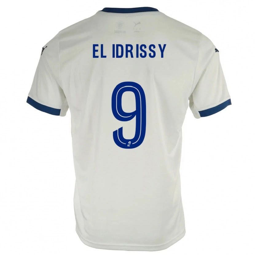 Danxen Hombre Camiseta Mounaïm El Idrissy #9 Blanco Azul 2ª Equipación 2025/26 La Camisa