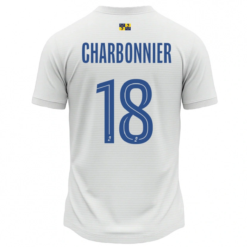 Danxen Hombre Camiseta Candice Charbonnier #18 Blanco Azul 2ª Equipación 2025/26 La Camisa