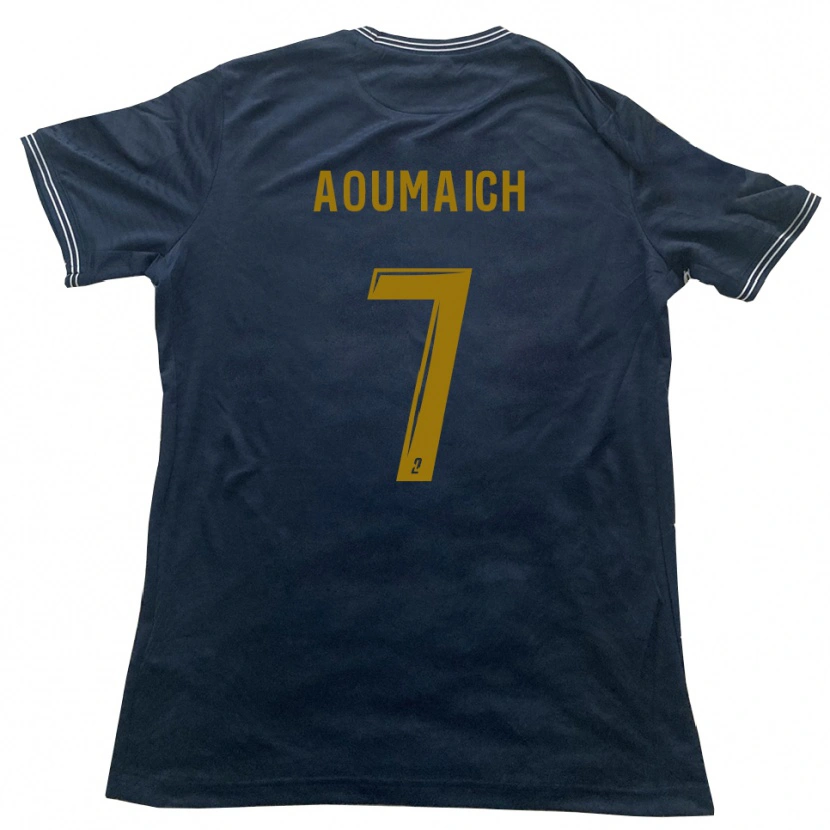 Danxen Hombre Camiseta Ilias Aoumaich #7 Azul Marino Oro 2ª Equipación 2025/26 La Camisa