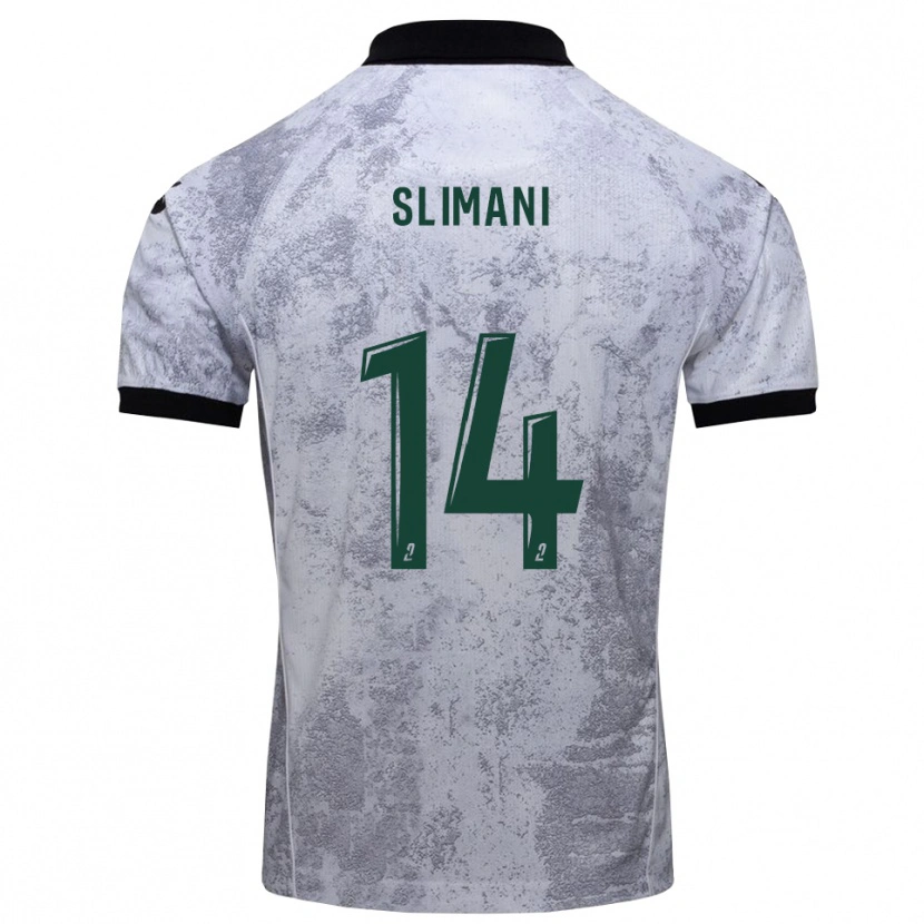Danxen Hombre Camiseta Rayan Slimani #14 Blanco Negro 2ª Equipación 2025/26 La Camisa