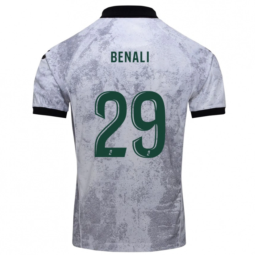 Danxen Hombre Camiseta Hacène Benali #29 Blanco Negro 2ª Equipación 2025/26 La Camisa
