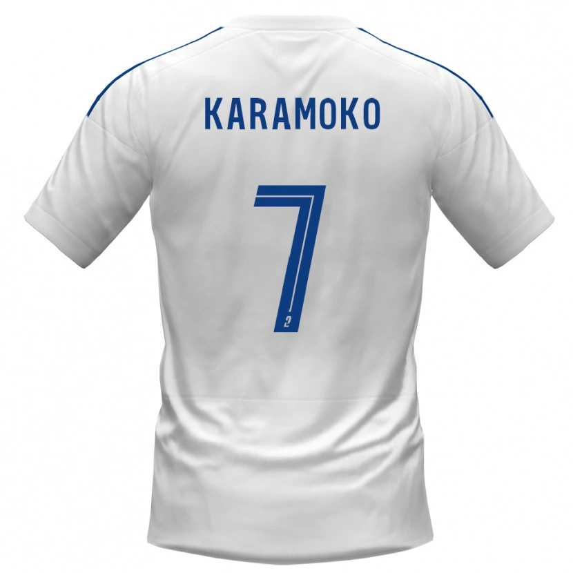Danxen Hombre Camiseta Issiaka Karamoko #7 Blanco Azul 2ª Equipación 2025/26 La Camisa