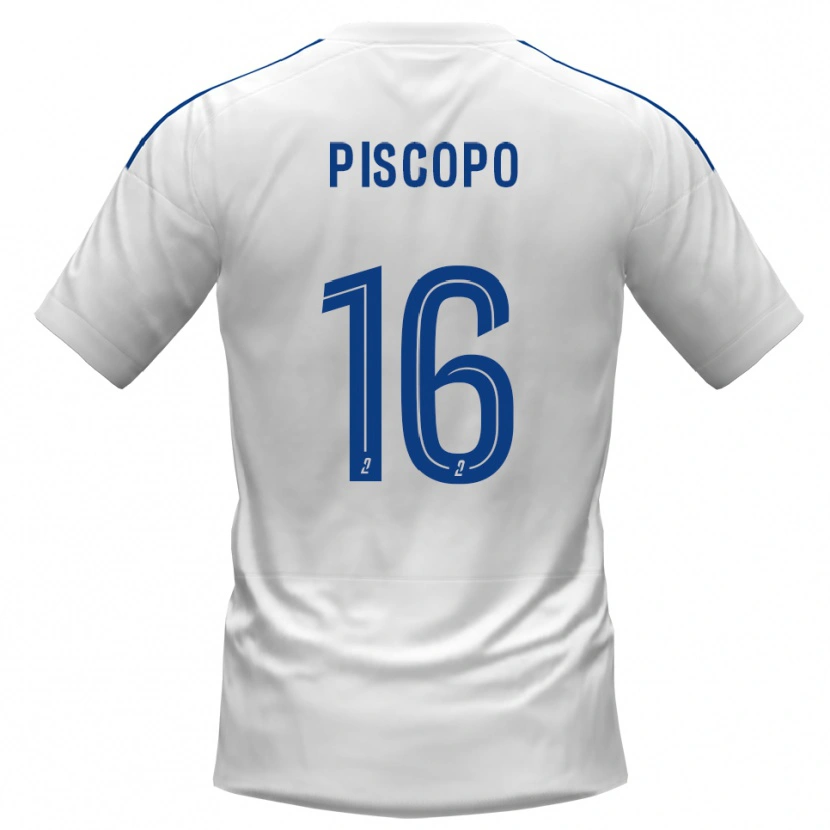 Danxen Hombre Camiseta Ange Piscopo #16 Blanco Azul 2ª Equipación 2025/26 La Camisa