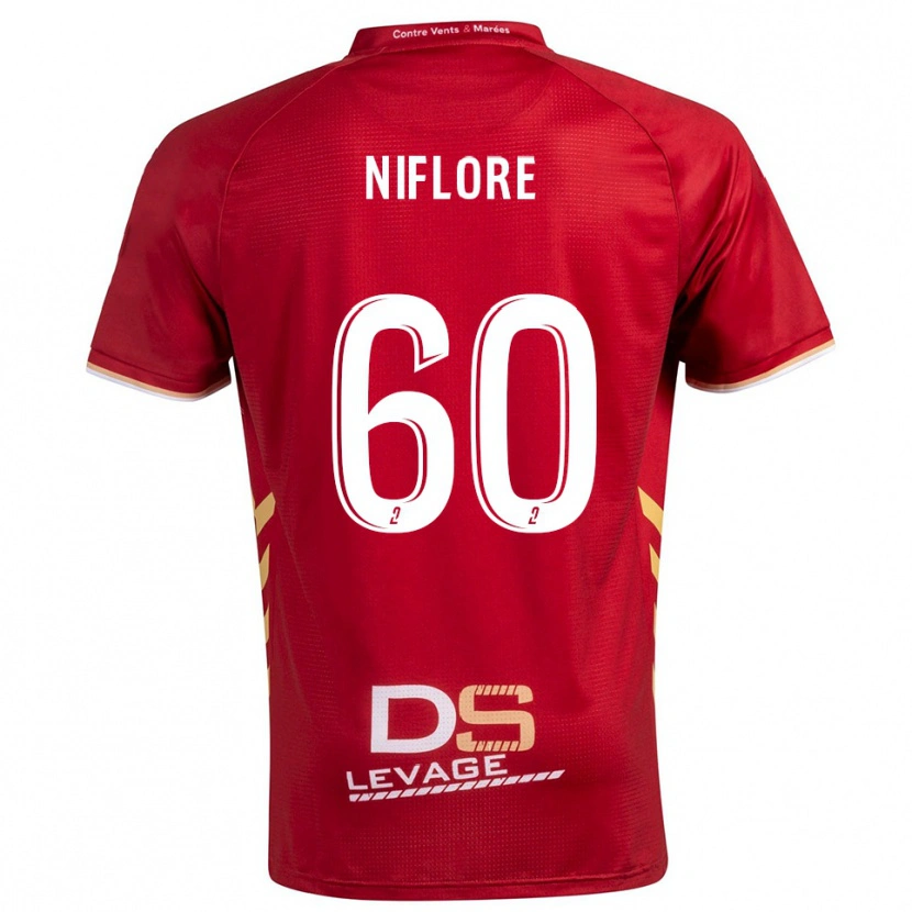 Danxen Hombre Camiseta Mathys Niflore #60 Borgoña Oro 2ª Equipación 2025/26 La Camisa