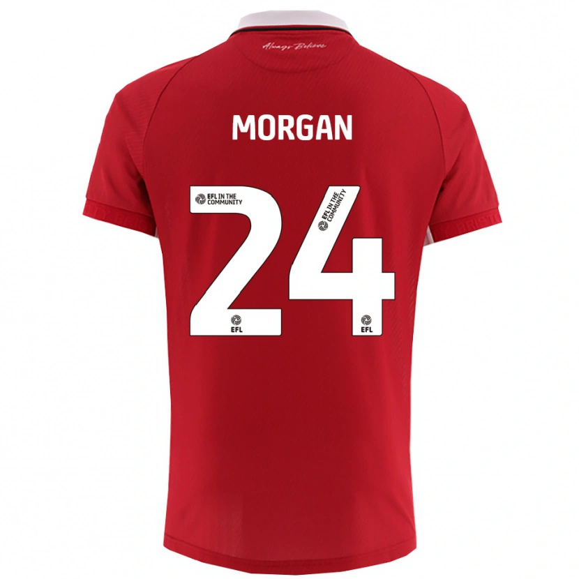 Danxen Mujer Camiseta Ffion Morgan #24 Rojo Blanco 1ª Equipación 2025/26 La Camisa