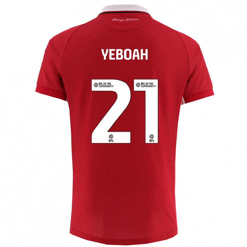 Danxen Mujer Camiseta Ephraim Yeboah #21 Rojo Blanco 1ª Equipación 2025/26 La Camisa