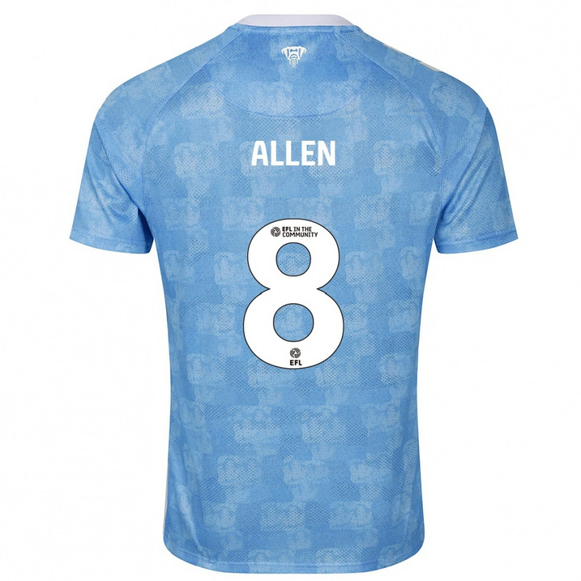 Danxen Mujer Camiseta Jamie Allen #8 Azul Celeste Blanco 1ª Equipación 2025/26 La Camisa