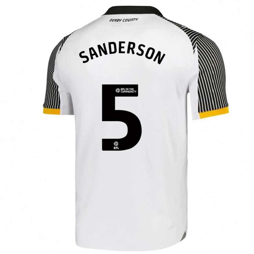 Danxen Mujer Camiseta Dion Sanderson #5 Blanco Negro 1ª Equipación 2025/26 La Camisa