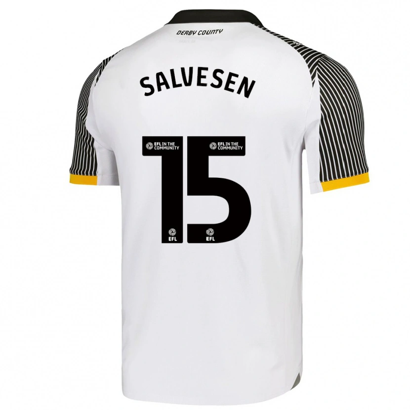 Danxen Mujer Camiseta Lars-Jørgen Salvesen #15 Blanco Negro 1ª Equipación 2025/26 La Camisa