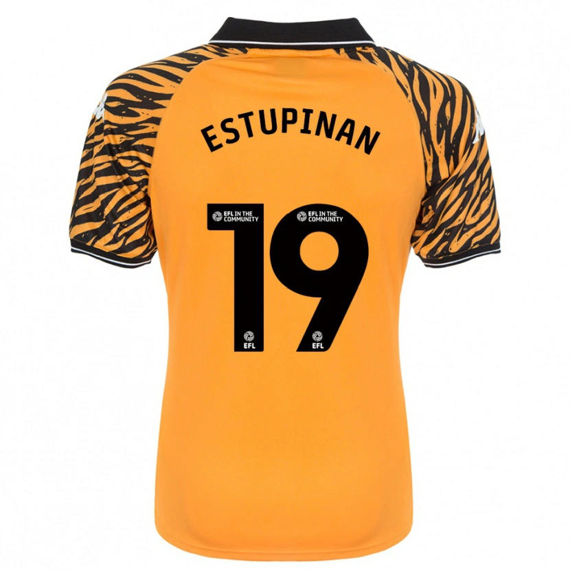 Danxen Mujer Camiseta Óscar Estupiñán #19 Naranja Negro 1ª Equipación 2025/26 La Camisa