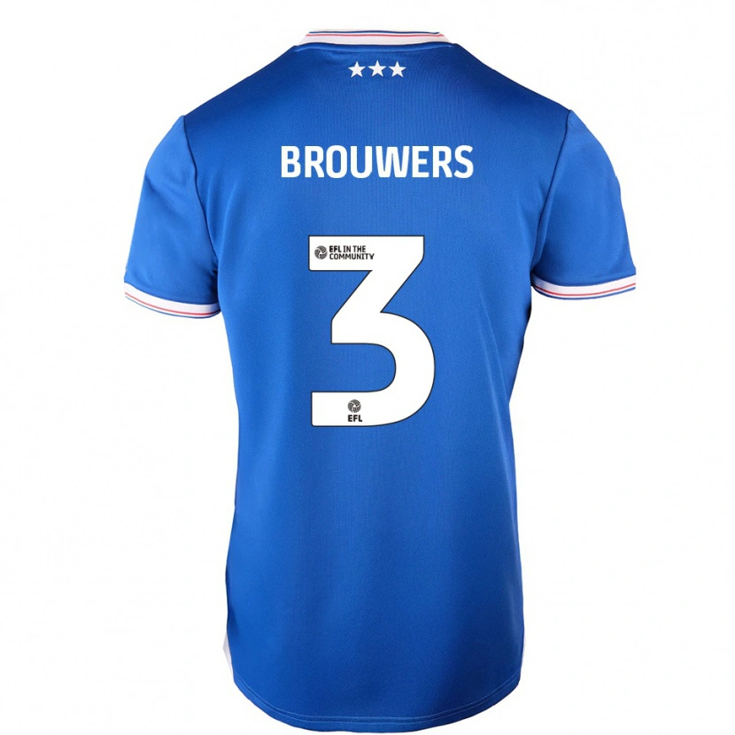 Danxen Mujer Camiseta Steve Brouwers #3 Azul Blanco 1ª Equipación 2025/26 La Camisa