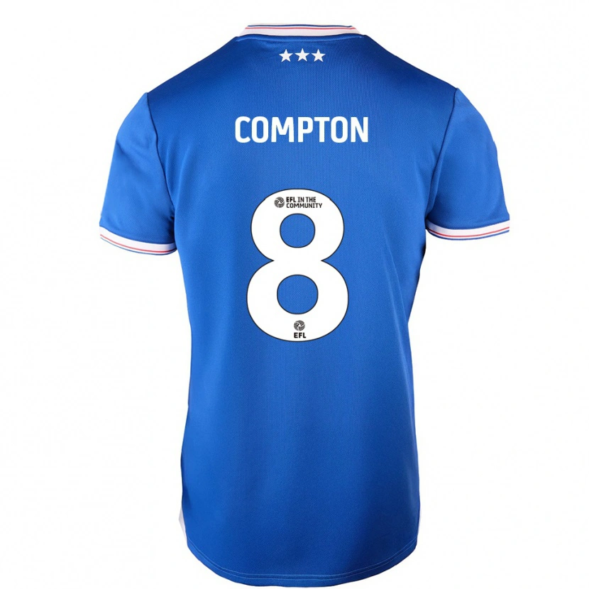 Danxen Mujer Camiseta Charlie Compton #8 Azul Blanco 1ª Equipación 2025/26 La Camisa
