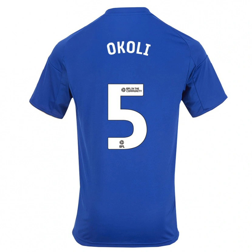 Danxen Mujer Camiseta Caleb Okoli #5 Azul Oro 1ª Equipación 2025/26 La Camisa