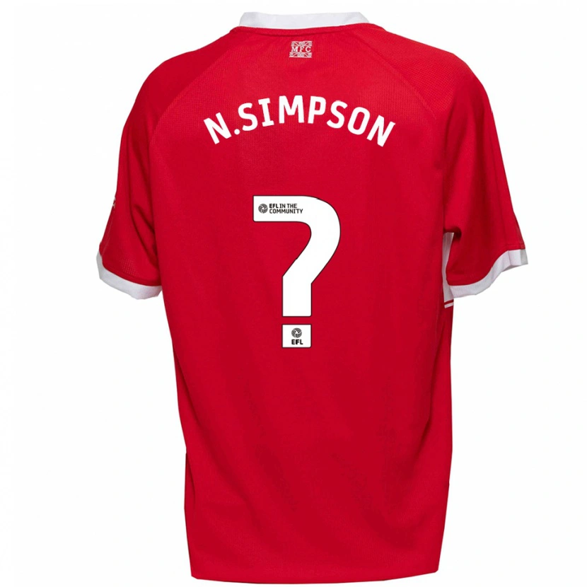 Danxen Mujer Camiseta Nathan Simpson #0 Rojo Blanco 1ª Equipación 2025/26 La Camisa