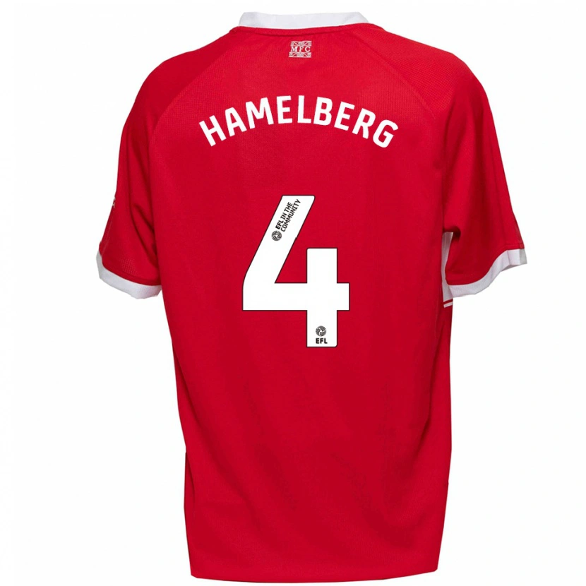 Danxen Mujer Camiseta Eric Hamelberg #4 Rojo Blanco 1ª Equipación 2025/26 La Camisa