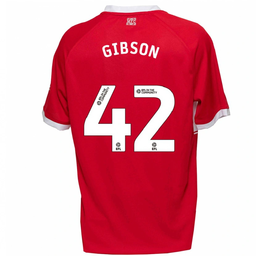 Danxen Mujer Camiseta Joseph Gibson #42 Rojo Blanco 1ª Equipación 2025/26 La Camisa