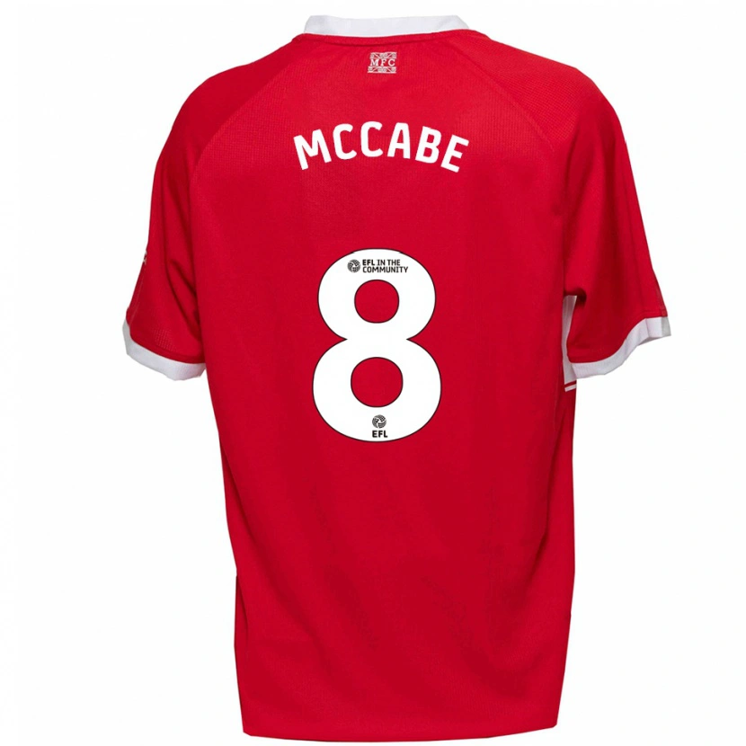 Danxen Mujer Camiseta Iain Mccabe #8 Rojo Blanco 1ª Equipación 2025/26 La Camisa