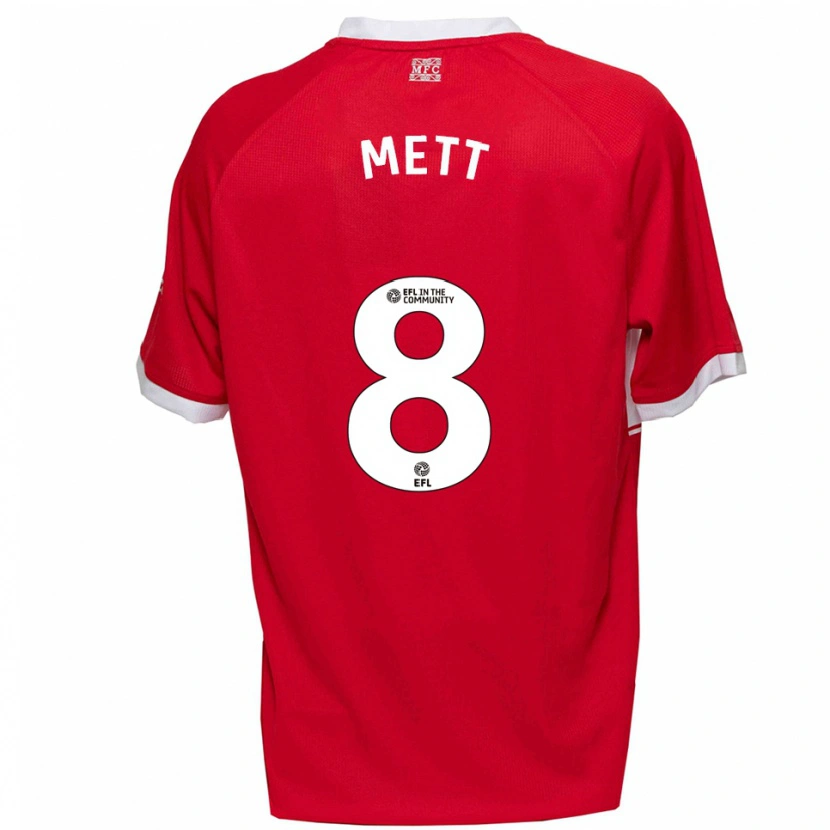 Danxen Mujer Camiseta Jessica Mett #8 Rojo Blanco 1ª Equipación 2025/26 La Camisa