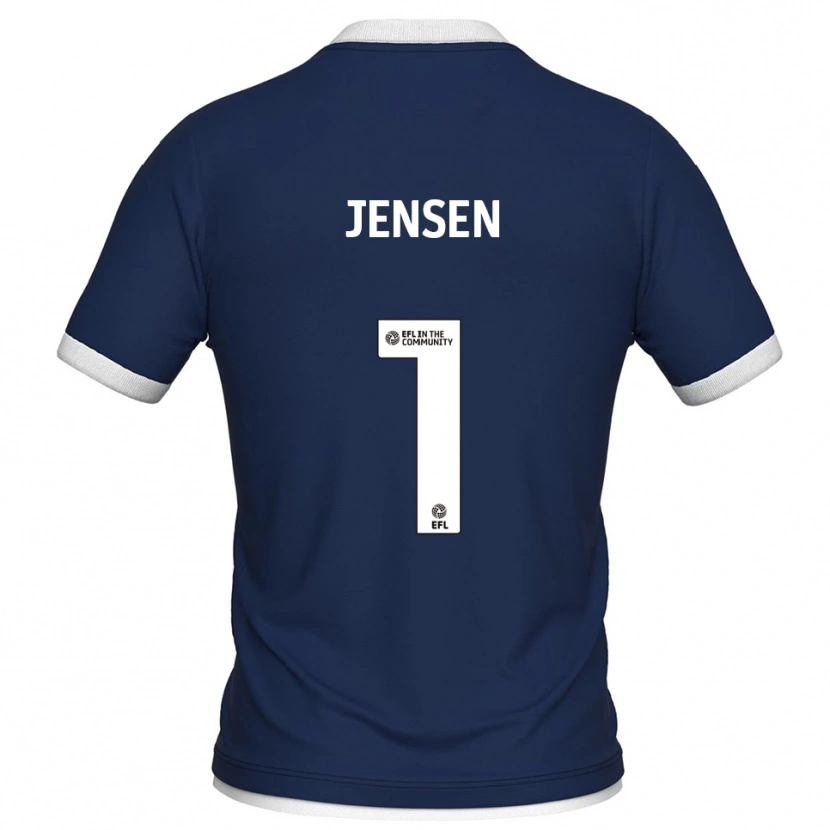 Danxen Mujer Camiseta Lukas Jensen #1 Azul Marino Blanco 1ª Equipación 2025/26 La Camisa