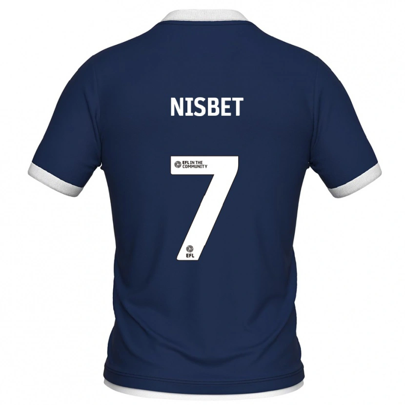 Danxen Mujer Camiseta Kevin Nisbet #7 Azul Marino Blanco 1ª Equipación 2025/26 La Camisa