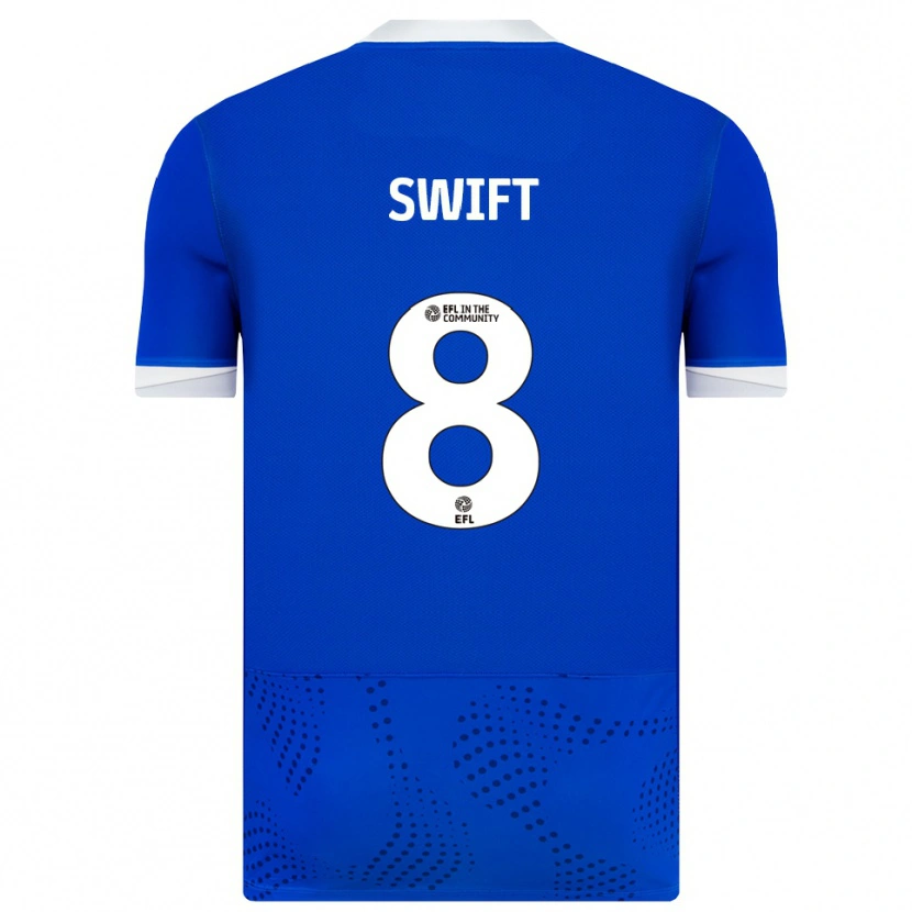 Danxen Mujer Camiseta John Swift #8 Azul Blanco 1ª Equipación 2025/26 La Camisa