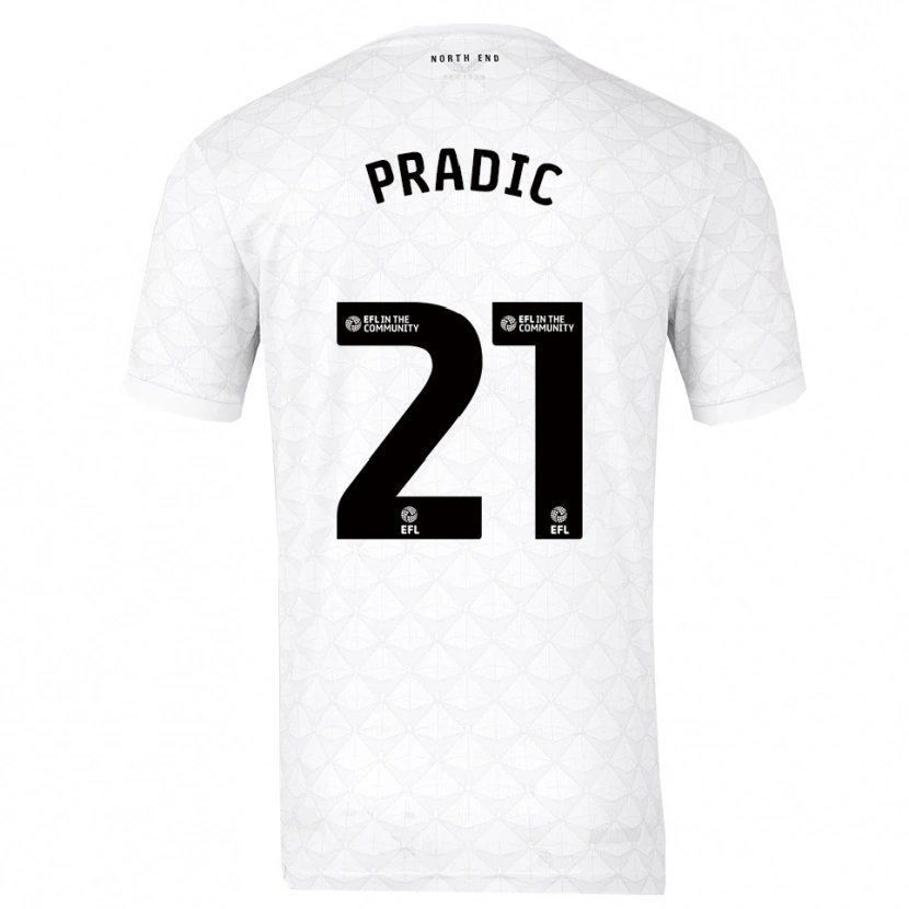 Danxen Mujer Camiseta James Pradic #21 Blanco Rojo 1ª Equipación 2025/26 La Camisa