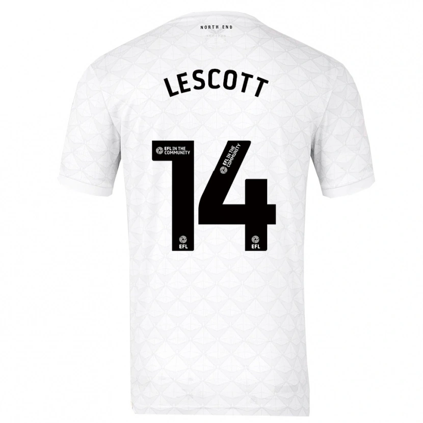 Danxen Mujer Camiseta Clayton Lescott #14 Blanco Rojo 1ª Equipación 2025/26 La Camisa