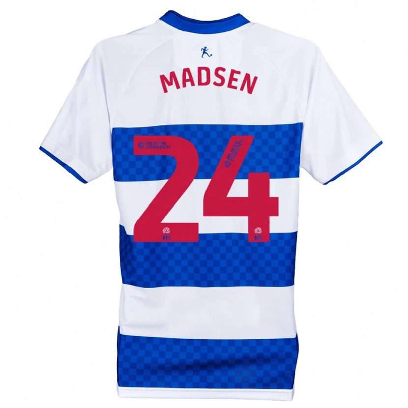 Danxen Mujer Camiseta Nicolas Madsen #24 Azul Blanco 1ª Equipación 2025/26 La Camisa