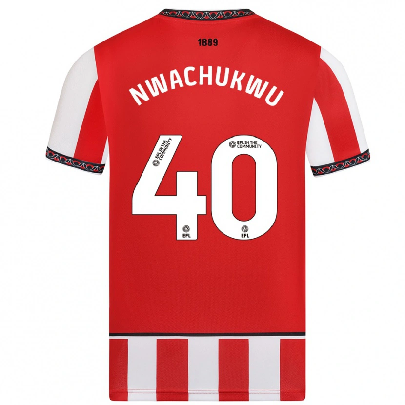 Danxen Mujer Camiseta Christian Nwachukwu #40 Rojo Blanco 1ª Equipación 2025/26 La Camisa