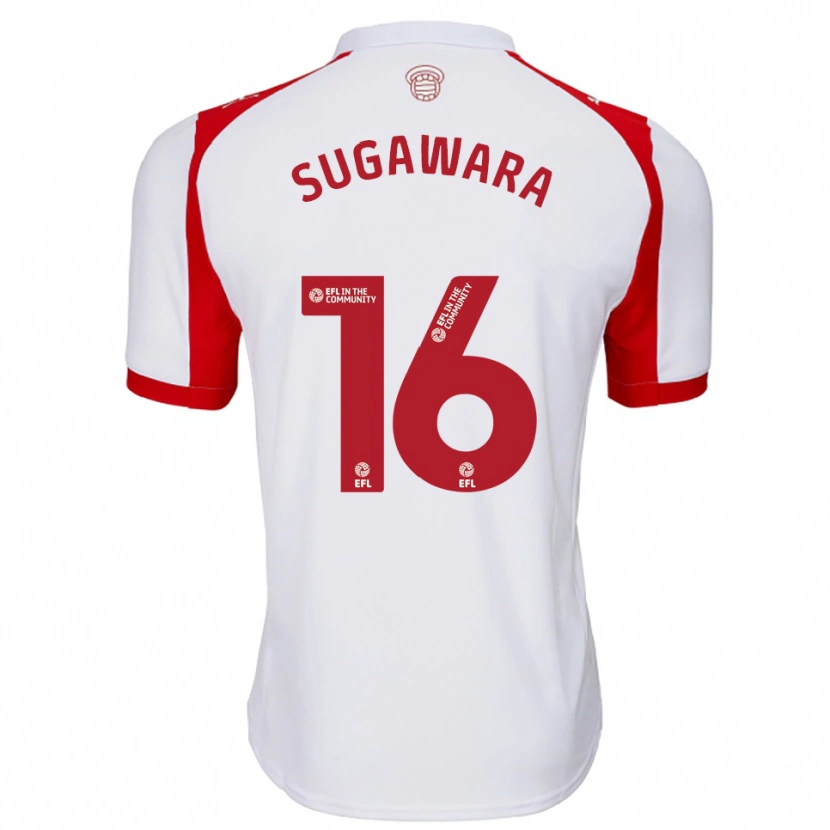 Danxen Mujer Camiseta Yukinari Sugawara #16 Blanco Rojo 1ª Equipación 2025/26 La Camisa