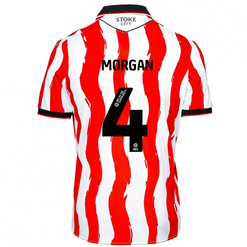 Danxen Mujer Camiseta Luke Badley-Morgan #4 Blanco Rojo 1ª Equipación 2025/26 La Camisa