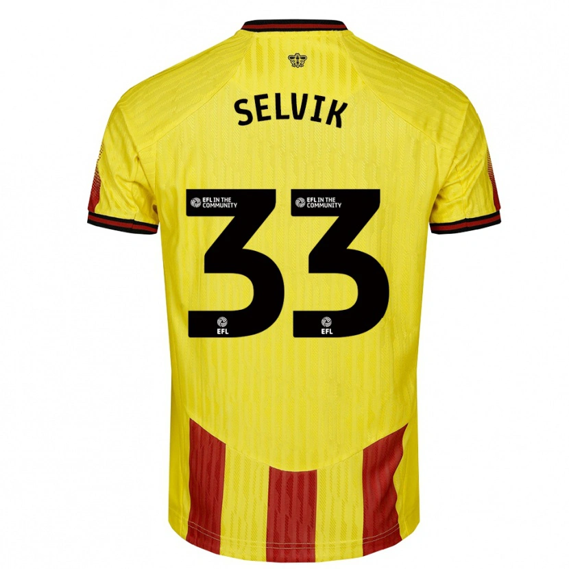 Danxen Mujer Camiseta Egil Selvik #33 Amarillo Rojo 1ª Equipación 2025/26 La Camisa