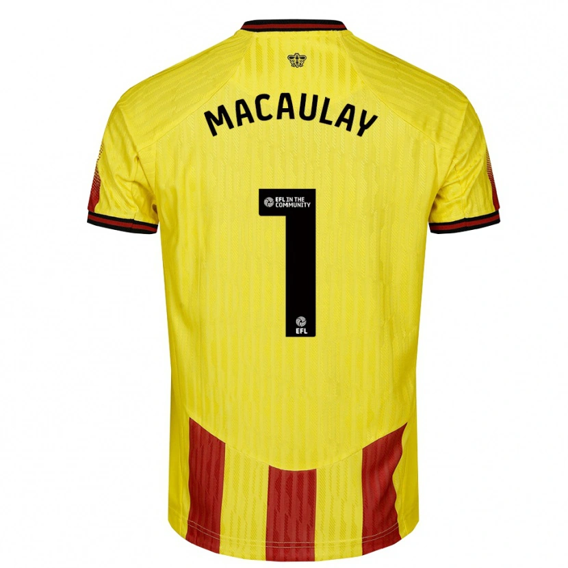Danxen Mujer Camiseta Jonathan Macaulay #1 Amarillo Rojo 1ª Equipación 2025/26 La Camisa