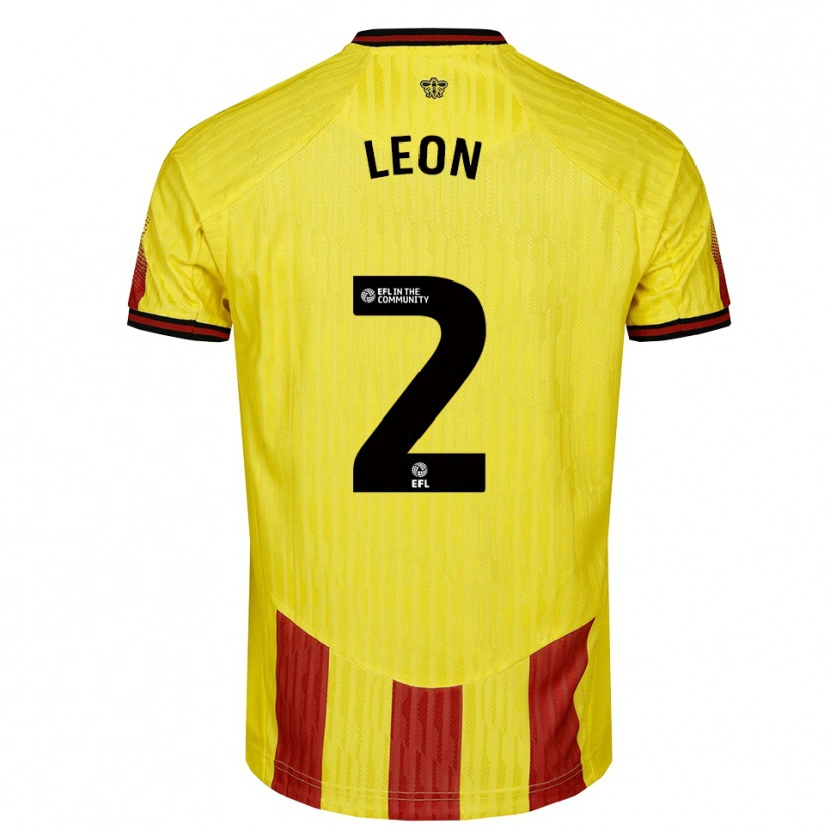 Danxen Mujer Camiseta Lucía León #2 Amarillo Rojo 1ª Equipación 2025/26 La Camisa