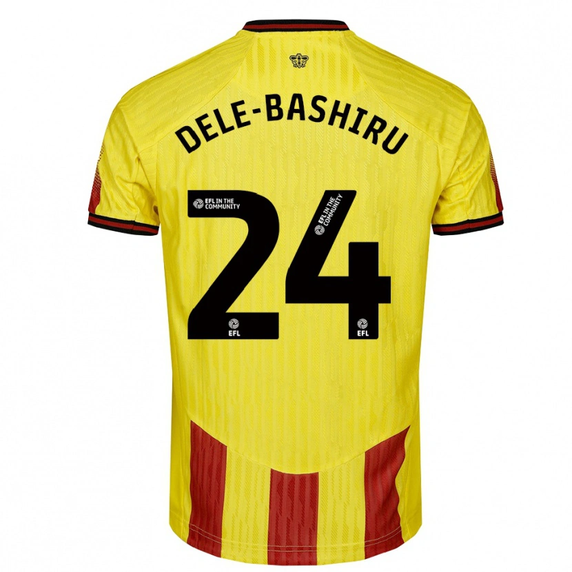 Danxen Mujer Camiseta Tom Dele-Bashiru #24 Amarillo Rojo 1ª Equipación 2025/26 La Camisa