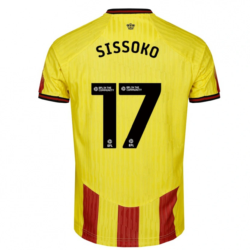Danxen Mujer Camiseta Moussa Sissoko #17 Amarillo Rojo 1ª Equipación 2025/26 La Camisa