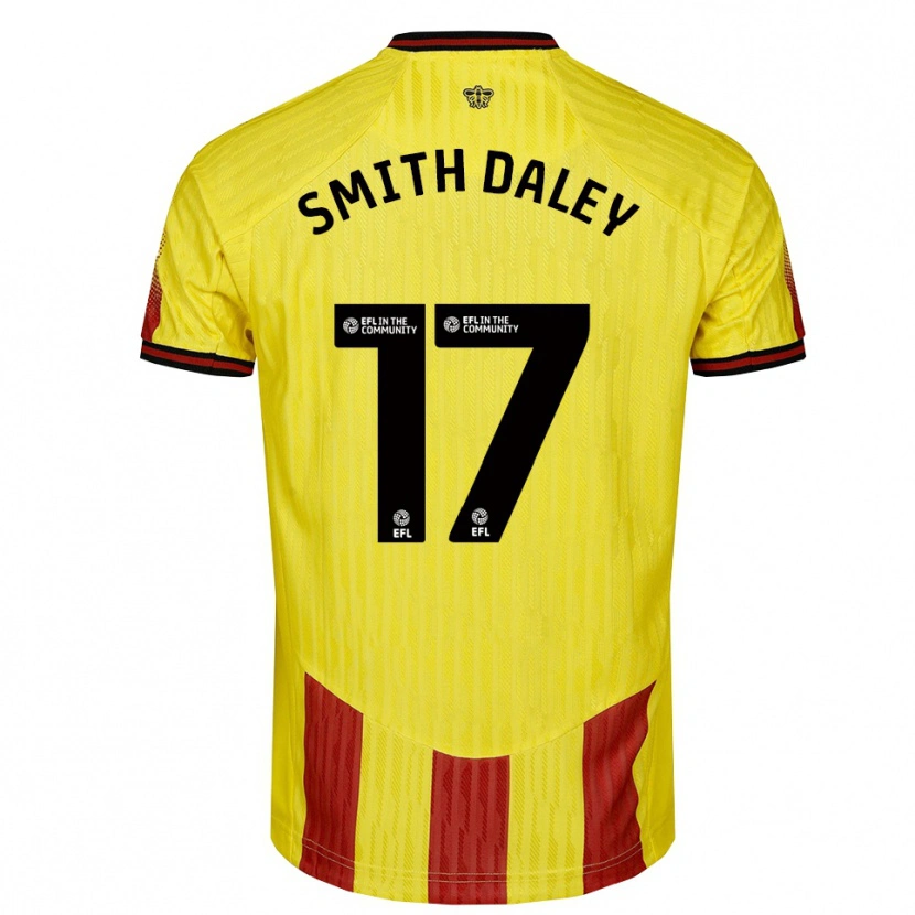Danxen Mujer Camiseta Kymani Smith Daley #17 Amarillo Rojo 1ª Equipación 2025/26 La Camisa