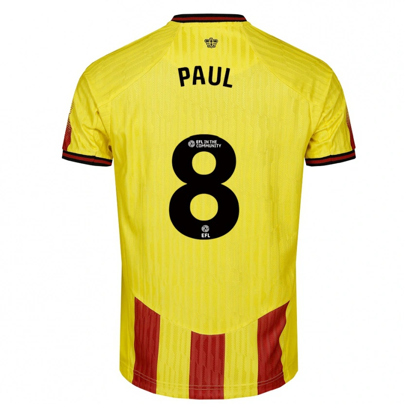 Danxen Mujer Camiseta Lachante Paul #8 Amarillo Rojo 1ª Equipación 2025/26 La Camisa