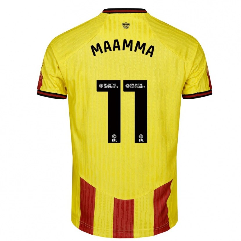 Danxen Mujer Camiseta Othmane Maamma #11 Amarillo Rojo 1ª Equipación 2025/26 La Camisa